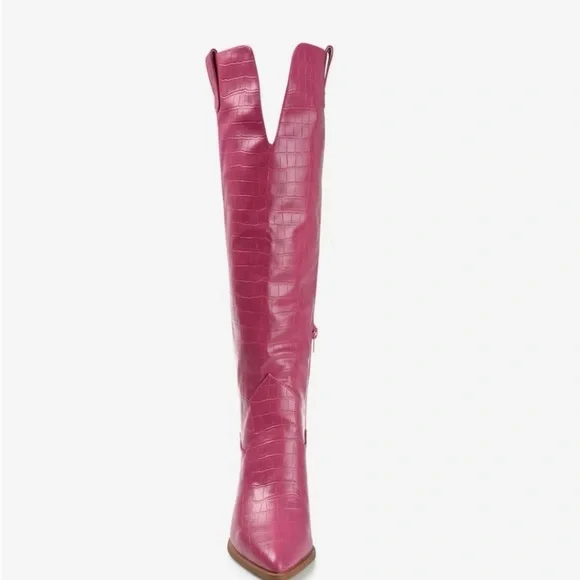 Journey Pink Therese Knee-High Croc-Embossed Boots size 11 wide calf - Picture 3 of 10